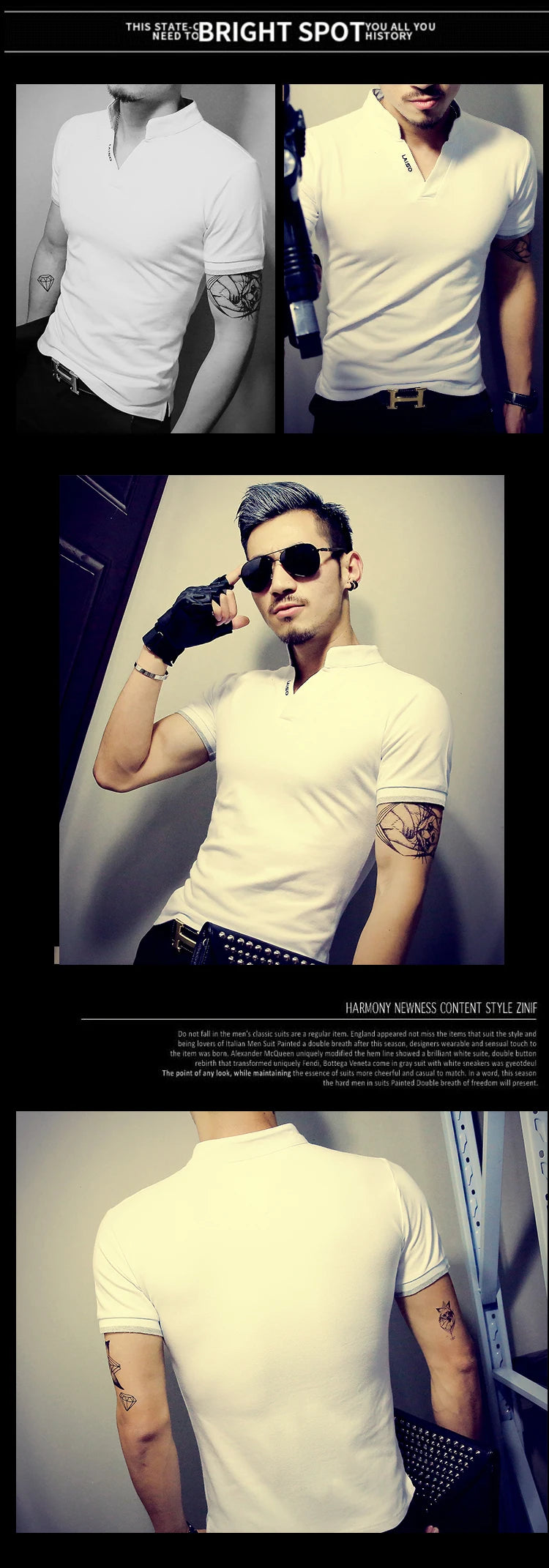 2021 Men's V Neck Fitness T Shirt Summer Fashion Solid Short Sleeve T Shirt Men LAISO Prints Slim Fit Mens Top Tees Shirt 5xl