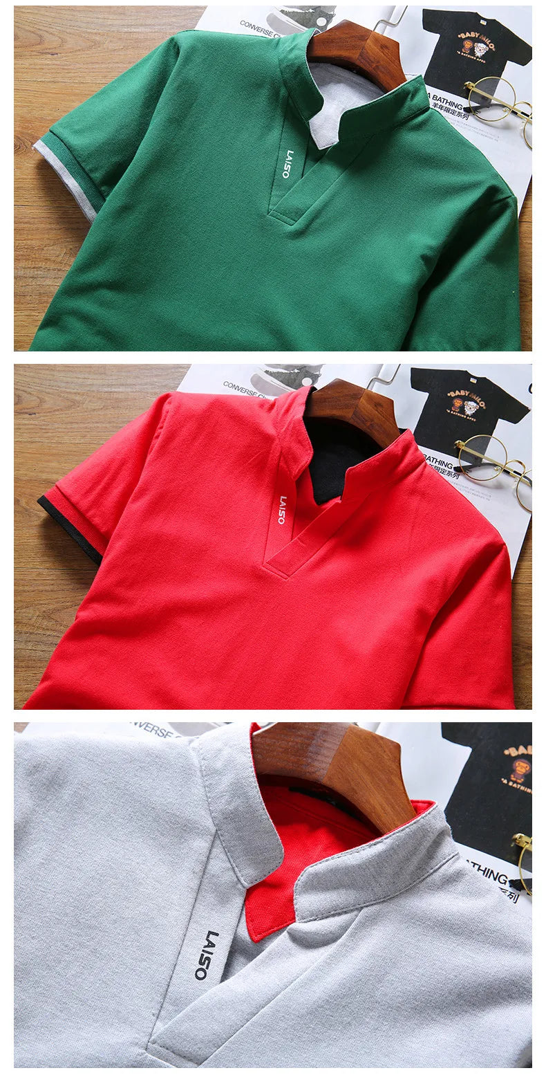 2021 Men's V Neck Fitness T Shirt Summer Fashion Solid Short Sleeve T Shirt Men LAISO Prints Slim Fit Mens Top Tees Shirt 5xl
