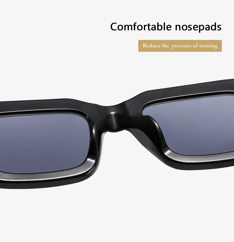 Brand Designer Square Sunglasses Women Men Ocean Color Shades Sun Glasses Female Fashion Rectangle Rivet Oculos De Sol