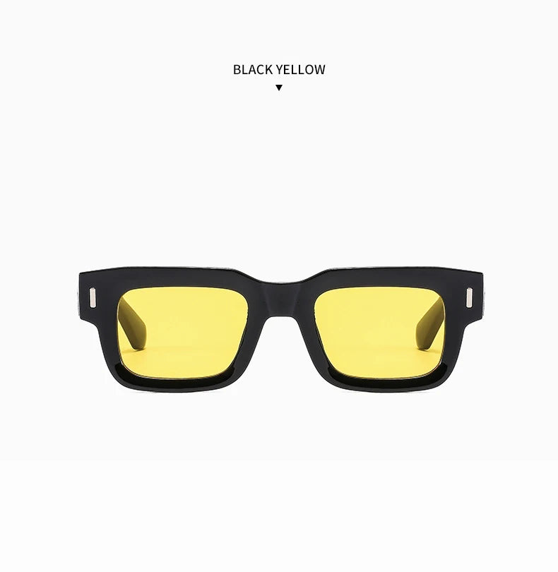 Brand Designer Square Sunglasses Women Men Ocean Color Shades Sun Glasses Female Fashion Rectangle Rivet Oculos De Sol