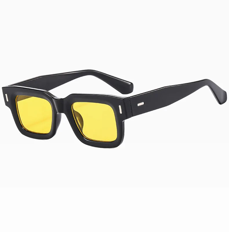 Brand Designer Square Sunglasses Women Men Ocean Color Shades Sun Glasses Female Fashion Rectangle Rivet Oculos De Sol