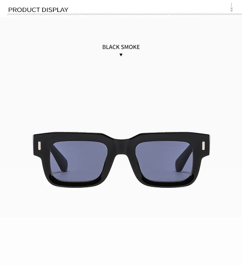 Brand Designer Square Sunglasses Women Men Ocean Color Shades Sun Glasses Female Fashion Rectangle Rivet Oculos De Sol