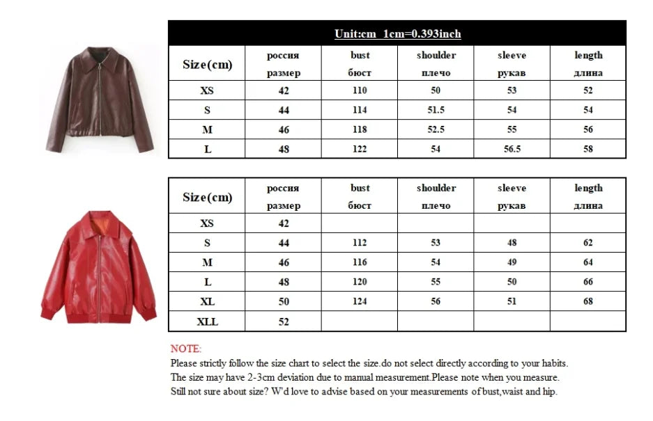 2024 New Leaher Jackets Women's Jaqueta Feminina Streetwear ins Outwear Casaco Feminino Vermelho Couro Coat Black Giacca Pelle