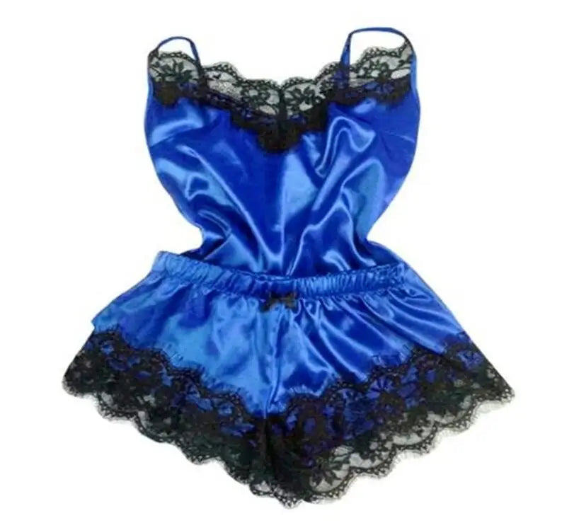 2024 New Women Bow Sleepwear Sleeveless Strap Nightwear Lace Trim Satin Cami Top Pajama Sets femme sexy lingerie pyjamas women