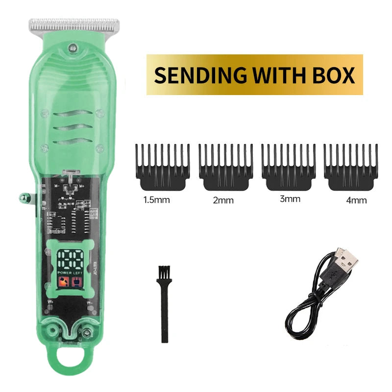 2023 New Transparent Hair Clipper Power Display Hair Clipper Men's Electric Shaver Trimmer for Men Stores in Brazil Dropshipping