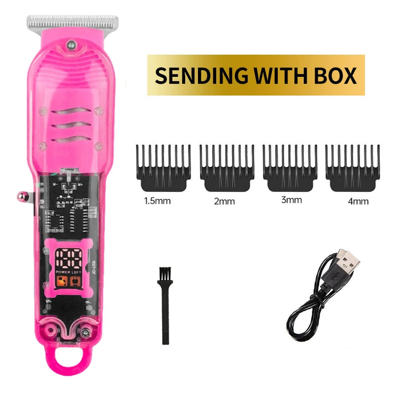 2023 New Transparent Hair Clipper Power Display Hair Clipper Men's Electric Shaver Trimmer for Men Stores in Brazil Dropshipping