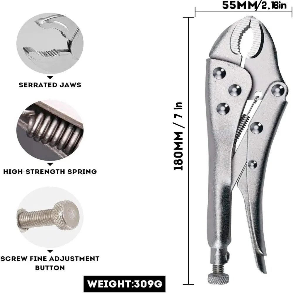 AIRAJ 3 Pcs Locking Pliers Welding Tools 7'' Carbon Steel Pliers Industry Round Mouth Vise High Torque Fixed Clamping Hand Tools