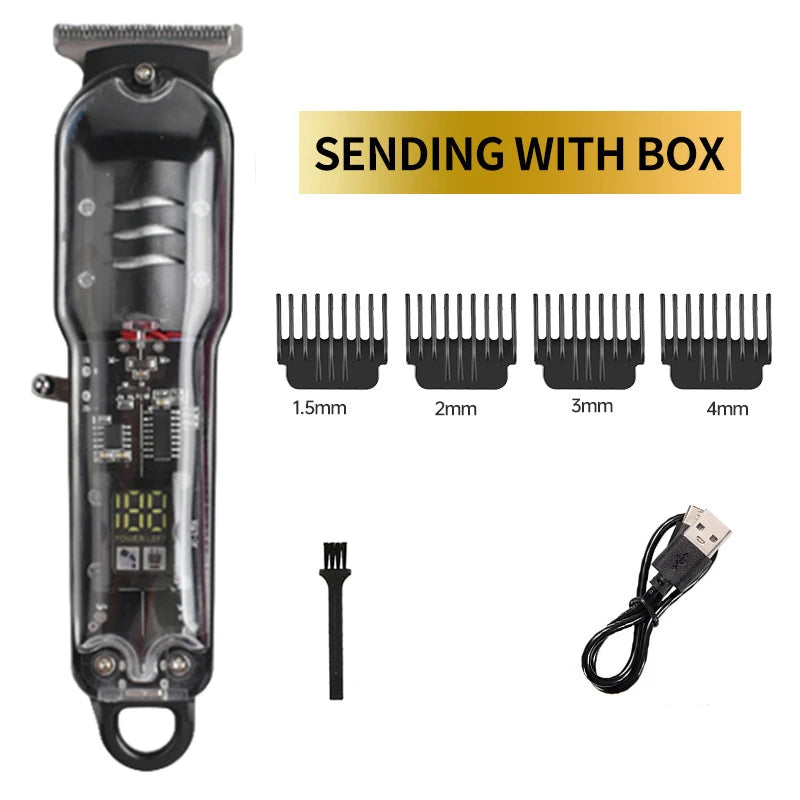 2023 New Transparent Hair Clipper Power Display Hair Clipper Men's Electric Shaver Trimmer for Men Stores in Brazil Dropshipping
