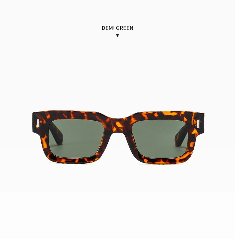 Brand Designer Square Sunglasses Women Men Ocean Color Shades Sun Glasses Female Fashion Rectangle Rivet Oculos De Sol 