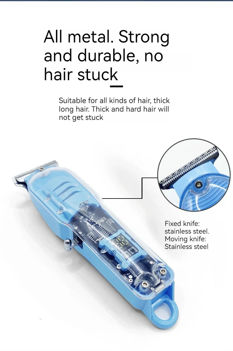 2023 New Transparent Hair Clipper Power Display Hair Clipper Men's Electric Shaver Trimmer for Men Stores in Brazil Dropshipping
