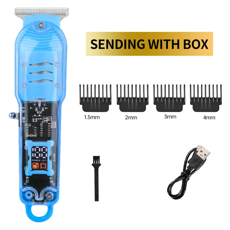 2023 New Transparent Hair Clipper Power Display Hair Clipper Men's Electric Shaver Trimmer for Men Stores in Brazil Dropshipping