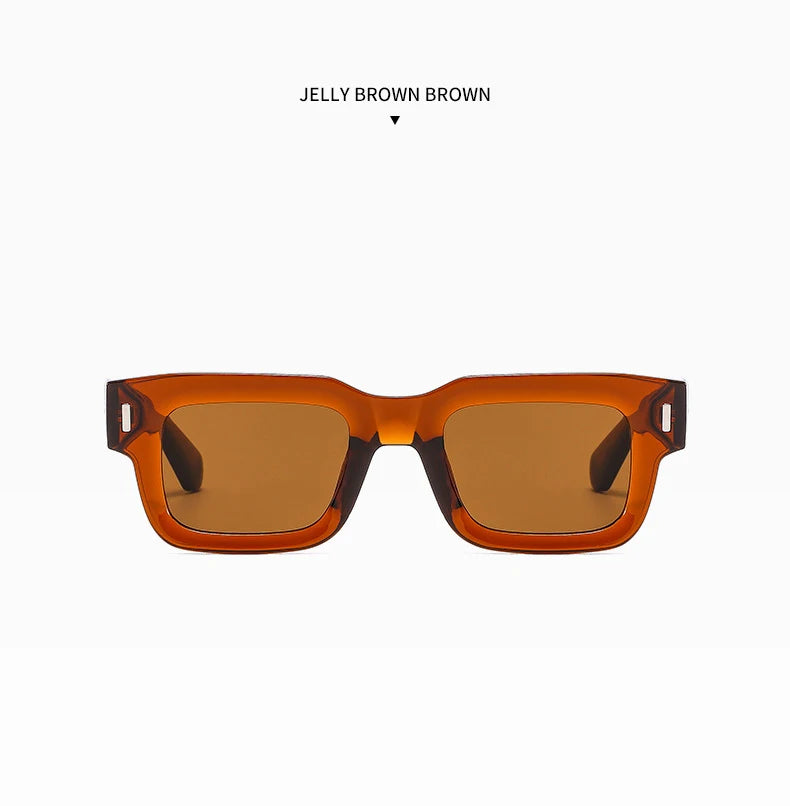 Brand Designer Square Sunglasses Women Men Ocean Color Shades Sun Glasses Female Fashion Rectangle Rivet Oculos De Sol 