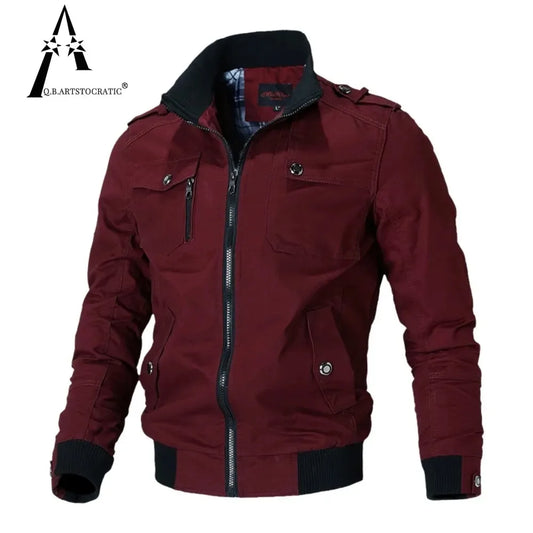 Army Men's Bomber Jacket Pure Cotton Streetwear Pilot Flight Outwear Military Windbreaker Cargo Flight Coat Spring/Fall 2023