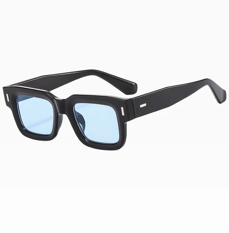Brand Designer Square Sunglasses Women Men Ocean Color Shades Sun Glasses Female Fashion Rectangle Rivet Oculos De Sol 