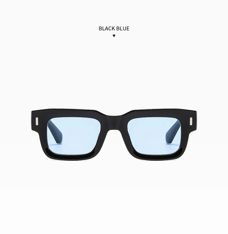 Brand Designer Square Sunglasses Women Men Ocean Color Shades Sun Glasses Female Fashion Rectangle Rivet Oculos De Sol 