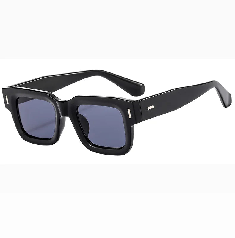 Brand Designer Square Sunglasses Women Men Ocean Color Shades Sun Glasses Female Fashion Rectangle Rivet Oculos De Sol 