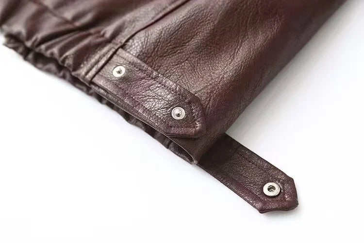 2024 New Leaher Jackets Women's Jaqueta Feminina Streetwear ins Outwear Casaco Feminino Vermelho Couro Coat Black Giacca Pelle