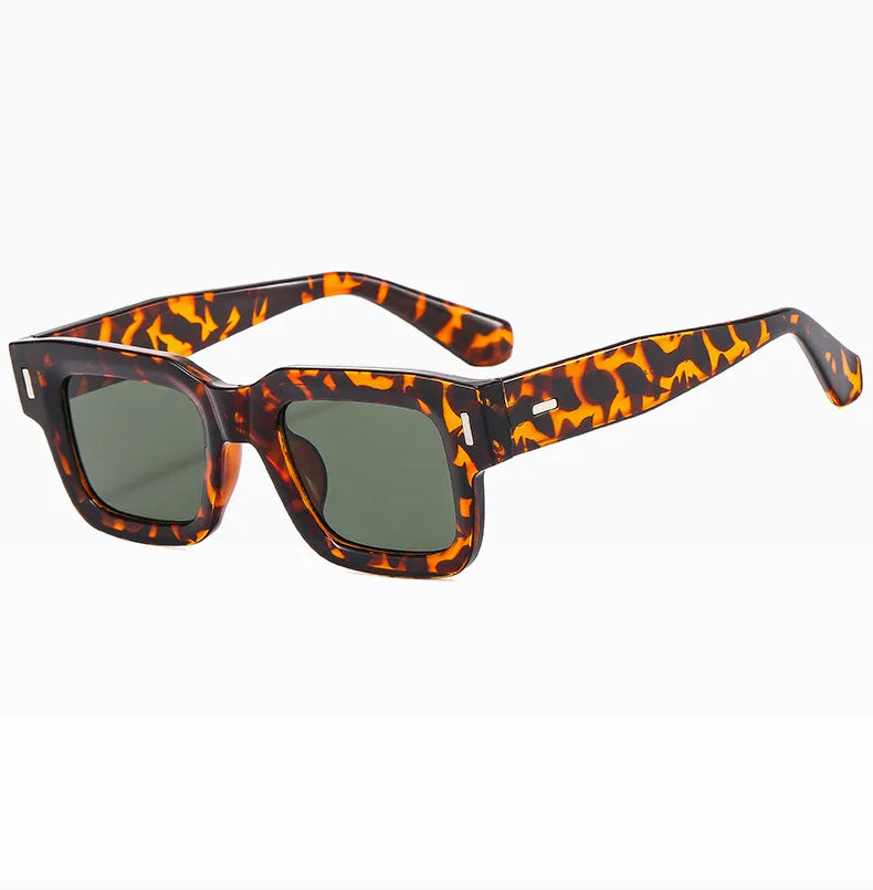 Brand Designer Square Sunglasses Women Men Ocean Color Shades Sun Glasses Female Fashion Rectangle Rivet Oculos De Sol 