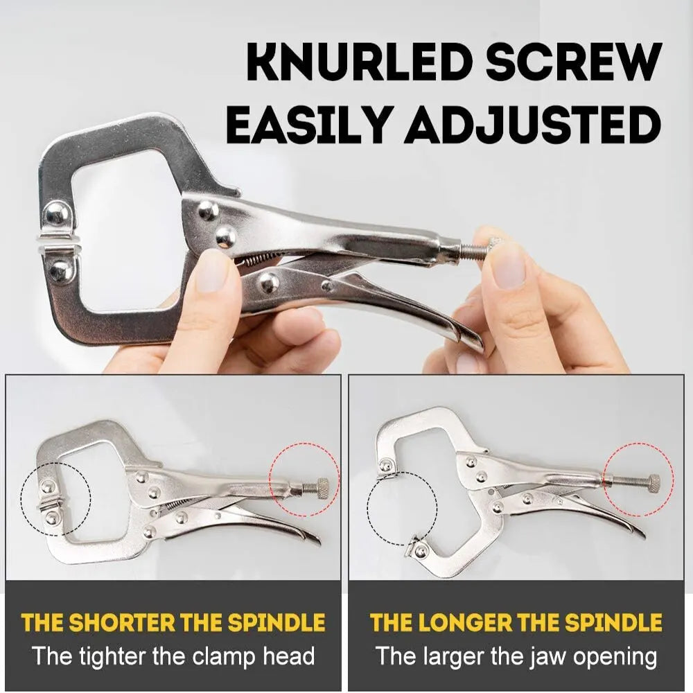 AIRAJ 3 Pcs Locking Pliers Welding Tools 7'' Carbon Steel Pliers Industry Round Mouth Vise High Torque Fixed Clamping Hand Tools