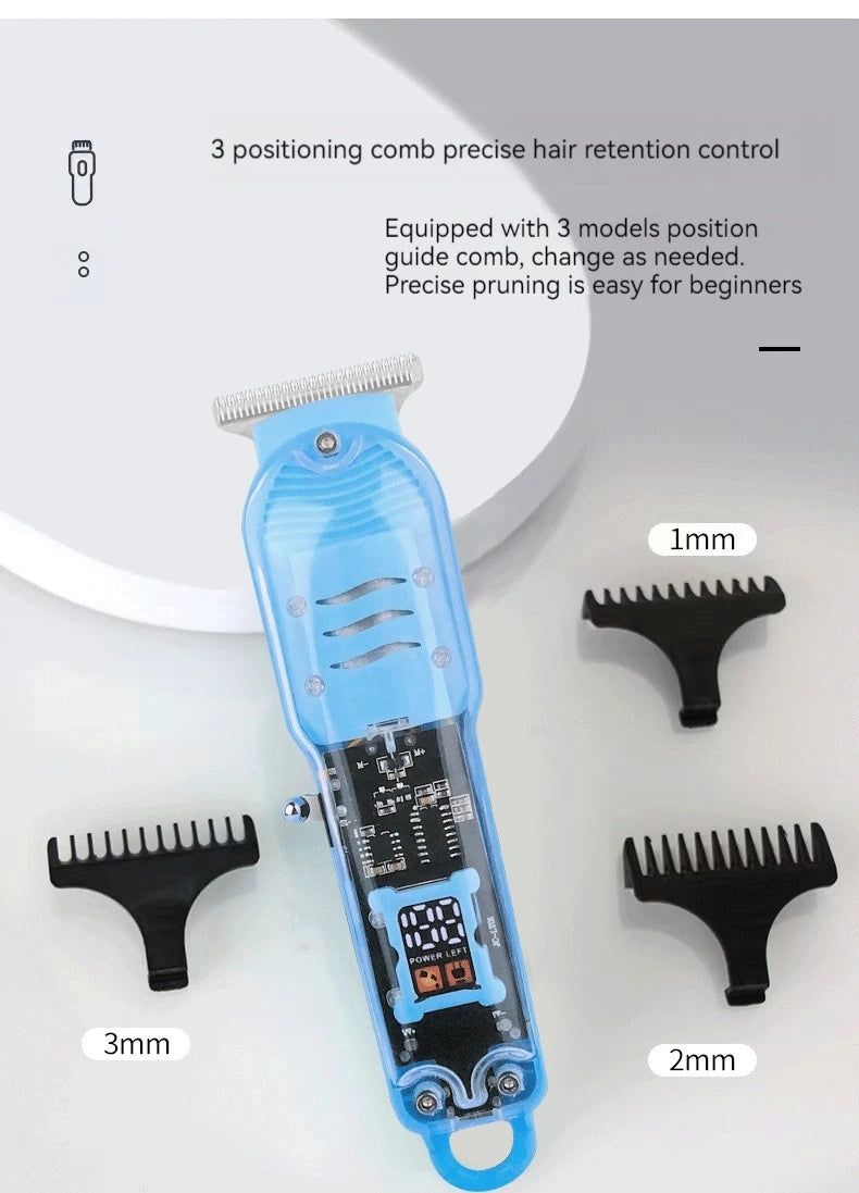 2023 New Transparent Hair Clipper Power Display Hair Clipper Men's Electric Shaver Trimmer for Men Stores in Brazil Dropshipping